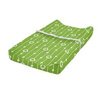 ABAKUHAUS Irish Changing Pad Cover, Trifolium Wavy Lines, Soft Cover for Diaper Changing Pad with Safety Buckle Holes, Lime Green White