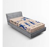 ABAKUHAUS Jiu Jitsu Fitted Sheet, Defense Techniques, Soft Decorative Fabric Bedding All-Round Elastic Pocket, 90 x 200 cm, Blush Blue and Black