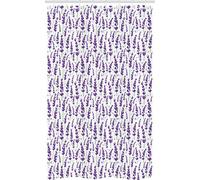 ABAKUHAUS Lavender Stall Shower Curtain, Blossoming Fresh Herbs, Fabric Bathroom Decor Set with Hooks, 47" x 70", Violet Green and White
