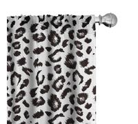 ABAKUHAUS Leopard 4 Panel Curtain Set, Monochrome Background Print with a Repetitive Sketchy Style Spots, Window Treatments 4 Panel Set for Living Room Bedroom, 150x225 cm, Charcoal Grey and White
