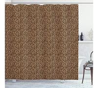 ABAKUHAUS Leopard Print Shower Curtain, Orange Hue Leopard Design Exotic Fauna Inspired Pattern Monochrome Print, Cloth Fabric Bathroom Decor Set with Hooks, 78 Inches, Orange Black