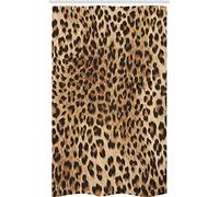 ABAKUHAUS Leopard Print Stall Shower Curtain, Wild Animal Skin, Fabric Bathroom Decor Set with Hooks, 47" x 70", Pale Brown Black