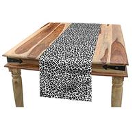 ABAKUHAUS Leopard Print Table Runner, Monochrome Graphic Style Wild Jungle Animal Abstract Skin Spots, Dining Room Kitchen Rectangular Runner, 16" X 72", White Black