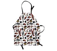 ABAKUHAUS Lobster Apron, Vintage Delicious Seafood Elements as Squid Salmon Caviar Fillet Shrimp and Oyster, Unisex Kitchen Bib Apron with Adjustable Neck for Cooking Baking Gardening, Multicolor