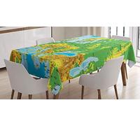 ABAKUHAUS Map Tablecloth, High Detailed Map of Europe, Dining Room Kitchen Rectangular Table Cover, 54 W X 78 L, Multicolor