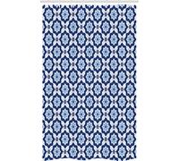 ABAKUHAUS Moroccan Stall Shower Curtain, Floral Detail, Fabric Bathroom Decor Set with Hooks, 47" x 70", Turquoise Dark Blue