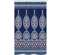 ABAKUHAUS Moroccan Stall Shower Curtain, Mystic Oriental Design, Fabric Bathroom Decor Set with Hooks, 47" x 70", Teal Royal Blue