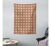 ABAKUHAUS Moroccan Tapestry, Portuguese Azulejo Style Mosaic Tiles with Traditional Classic Curls, Fabric Wall Hanging Decor for Bedroom Living Room Dorm, 43 W X 58 L, Ginger Purple and Cream