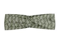 ABAKUHAUS Muted Colors Headband, Repetitive Leafy Simplistic Branches in Nature Monochrome Layout, Elastic and Soft Women's Bandana for Sports and Everyday Use, Sage Green and White