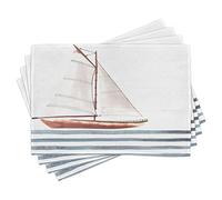 ABAKUHAUS Nautical Place Mats Set of 4, Sailing Theme Boat Waves, Washable Fabric Placemats for Dining Room Kitchen Table Decor, Cinnamon Pale Blue