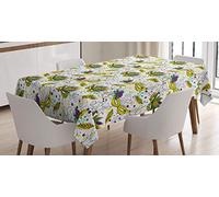 ABAKUHAUS New Orleans Tablecloth, Colorful Harlequin Mardi Gras Pattern Roses and Leaves Carnival Theme, Dining Room Kitchen Rectangular Table Cover, 54 W X 78 L, Multicolor