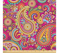 ABAKUHAUS Paisley Fabric by The Yard, Paisley Patterns Based on Traditional Eastern Pastel Design, Fabric for Upholstery and Home Accents, 3M (148x300cm), Pink Orange