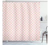 ABAKUHAUS Pale Pink Shower Curtain, Bicolor Triangles Pattern in Pastel Colors and Geometrical Design Mosaic Grid, Cloth Fabric Bathroom Decor Set with Hooks, 70 Inches, Blush White