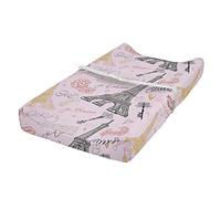 ABAKUHAUS Paris Changing Pad Cover, Nostalgic Sketch Words, Soft Cover for Diaper Changing Pad with Safety Buckle Holes, Multicolor