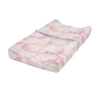 ABAKUHAUS Pastel Changing Pad Cover, Pale Pink Flower Petals, Soft Cover for Diaper Changing Pad with Safety Buckle Holes, Pale Pink White