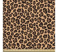 ABAKUHAUS Peach Color Leopard Print Fabric by The Yard, Orange Color Leopard Pattern Illustration Exotic Pattern, Fabric for Upholstery and Home Accents, 1M (148x100cm), Bright Orange Black
