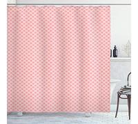 ABAKUHAUS Pink Polka Dots Shower Curtain, Spots Repeating and Plain Pattern Concept Pastel Background, Cloth Fabric Bathroom Decor Set with Hooks, 78 Inches, Pale Pink and Rose
