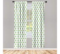 ABAKUHAUS Polka Dot Microfiber Curtain, Classic Old Fashioned Repeated Circles Round Forms Retro Illustration, Window Treatments 2 Panel Set for Living Room Bedroom Decor, 60" W x 70" L, Lime Green
