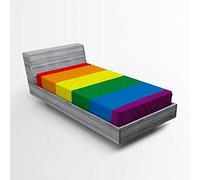 ABAKUHAUS Pride Fitted Sheet, Gay Parade Flag Freedom, Soft Decorative Fabric Bedding All-Round Elastic Pocket, 90 x 200 cm, Multicolor