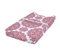 ABAKUHAUS Purple Mandala Changing Pad Cover, Lotus Essence, Soft Cover for Diaper Changing Pad with Safety Buckle Holes, Lime Green Fuchsia