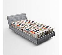 ABAKUHAUS Robot Fitted Sheet, Super Robot, Soft Decorative Fabric Bedding All-round Elastic Pocket, 90 x 190 cm, Multicolor