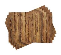 ABAKUHAUS Rustic Placemats, Wooden Forest Trees Art, Washable Fabric Dining Room Kitchen Table Decoration Digital Print, Wood Brown