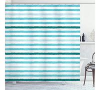 ABAKUHAUS Striped Shower Curtain, Geometric Colorful Tone Brush Style Lines Grunge Retro Digital Print, Cloth Fabric Bathroom Decor Set with Hooks, 175 x 200 cm, Blue Black