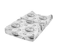 ABAKUHAUS Tattoo Changing Pad Cover, Mountains Trees Eagles, Soft Cover for Diaper Changing Pad with Safety Buckle Holes, Black White Pale Grey