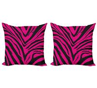 ABAKUHAUS Teen Room Throw Pillow Cushion Cover Pack of 2, Vibrant Zebra Skin Motif in Hot Tone Africal Animal Safari Fashion Image, Zippered Double-Side Digital Print, 50 x 50 cm, Magenta Black