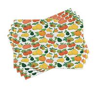 ABAKUHAUS Vegan Place Mats Set of 4, Fresh Fruits Colorful, Washable Fabric Placemats for Dining Room Kitchen Table Decor, Multicolor