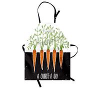 ABAKUHAUS Vegetable Apron, Carrot Roots Growing Bedding Plants Farm Food Ecology Theme and Quote, Unisex Kitchen Bib Apron with Adjustable Neck for Cooking Baking Gardening, Black Green Orange