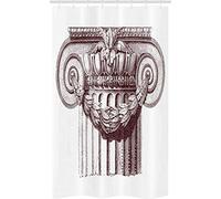ABAKUHAUS Vintage Stall Shower Curtain, Antique Column Roman, Fabric Bathroom Decor Set with Hooks, 47" x 70", Burgundy and White