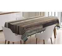 ABAKUHAUS Wooden Tablecloth, Antique Planks Flooring Wall Picture American Style Western Rustic Panel Graphic Print, Dining Room Kitchen Table Cover, Rectangular 140 x 240 cm, Brown