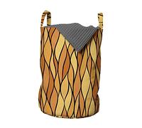 ABAKUHAUS Yellow Brown Laundry Bag, Abstract Mosaic Waves, Hamper Basket with Handles Drawstring Closure for Laundromats, 13" x 13" x 19", Apricot Mustard