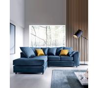 Abakus Direct Chicago Spill-Proof Velvet Left Hand Facing Corner Sofa in Dark Blue Abakus Direct Dark Blue