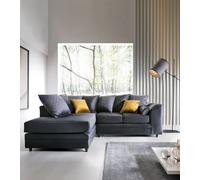Abakus Direct Chicago Spill-Proof Velvet Left Hand Facing Corner Sofa in Dark Grey Abakus Direct Dark Grey