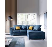 Abakus Direct Chicago Spill-Proof Velvet Right Hand Facing Corner Sofa in Dark Blue Abakus Direct Dark Blue