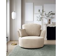 Abakus Direct Chicago Spill-Proof Velvet Swivel Chair in Cream Abakus Direct Cream