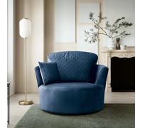 Abakus Direct Chicago Spill-Proof Velvet Swivel Chair in Dark Blue Abakus Direct Dark Blue
