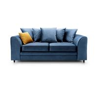 Abakus Direct Chicago Velvet 3 Seater Sofa In Dark Blue