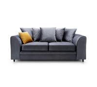Abakus Direct Chicago Velvet 3 Seater Sofa In Dark Grey