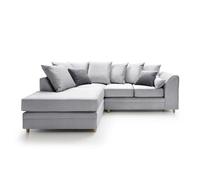 Abakus Direct Chicago Velvet Left Facing Corner Sofa In Light Grey