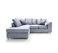 Abakus Direct Chicago Velvet Left Facing Corner Sofa In Silver Blue