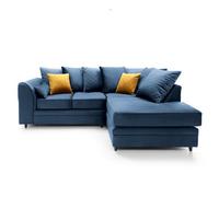 Abakus Direct Chicago Velvet Right Facing Corner Sofa In Dark Blue