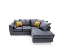 Abakus Direct Chicago Velvet Right Facing Corner Sofa In Dark Grey