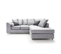 Abakus Direct Chicago Velvet Right Facing Corner Sofa In Light Grey
