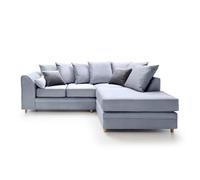Abakus Direct Chicago Velvet Right Facing Corner Sofa In Silver Blue