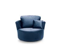 Abakus Direct Chicago Velvet Swivel Chair In Dark Blue