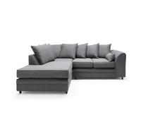 Abakus Direct Darcy Corner Sofa Left Hand Facing in Smart Linen Fabric in Dark Grey Abakus Direct Dark Grey