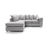 Abakus Direct Darcy Corner Sofa Left Hand Facing in Smart Linen Fabric in Light Grey Abakus Direct Light Grey